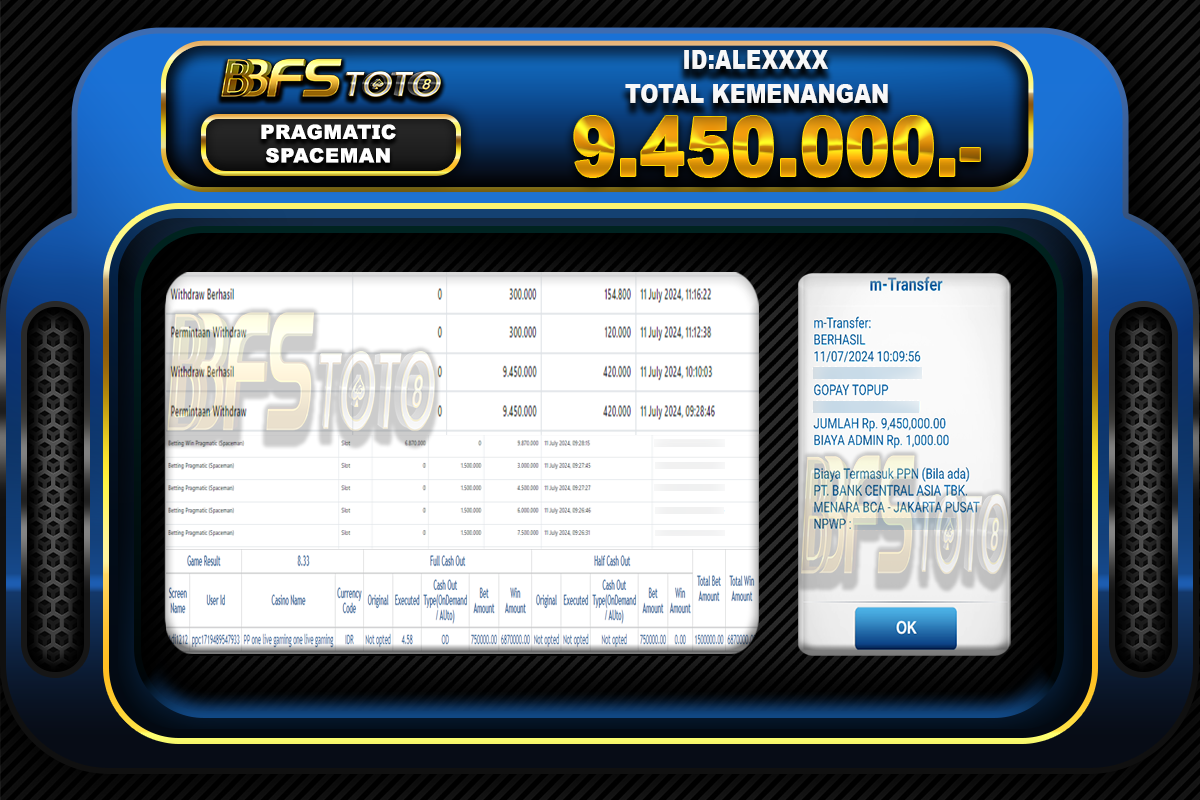 SPACEMAN – BUKTI JACKPOT BBFSTOTO