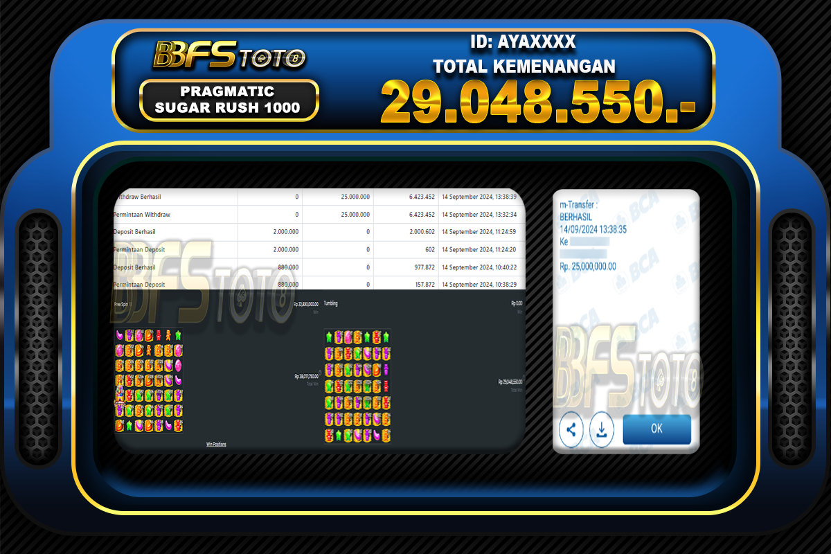 SUGAR RUSH 1000 – BUKTI JACKPOT BBFSTOTO