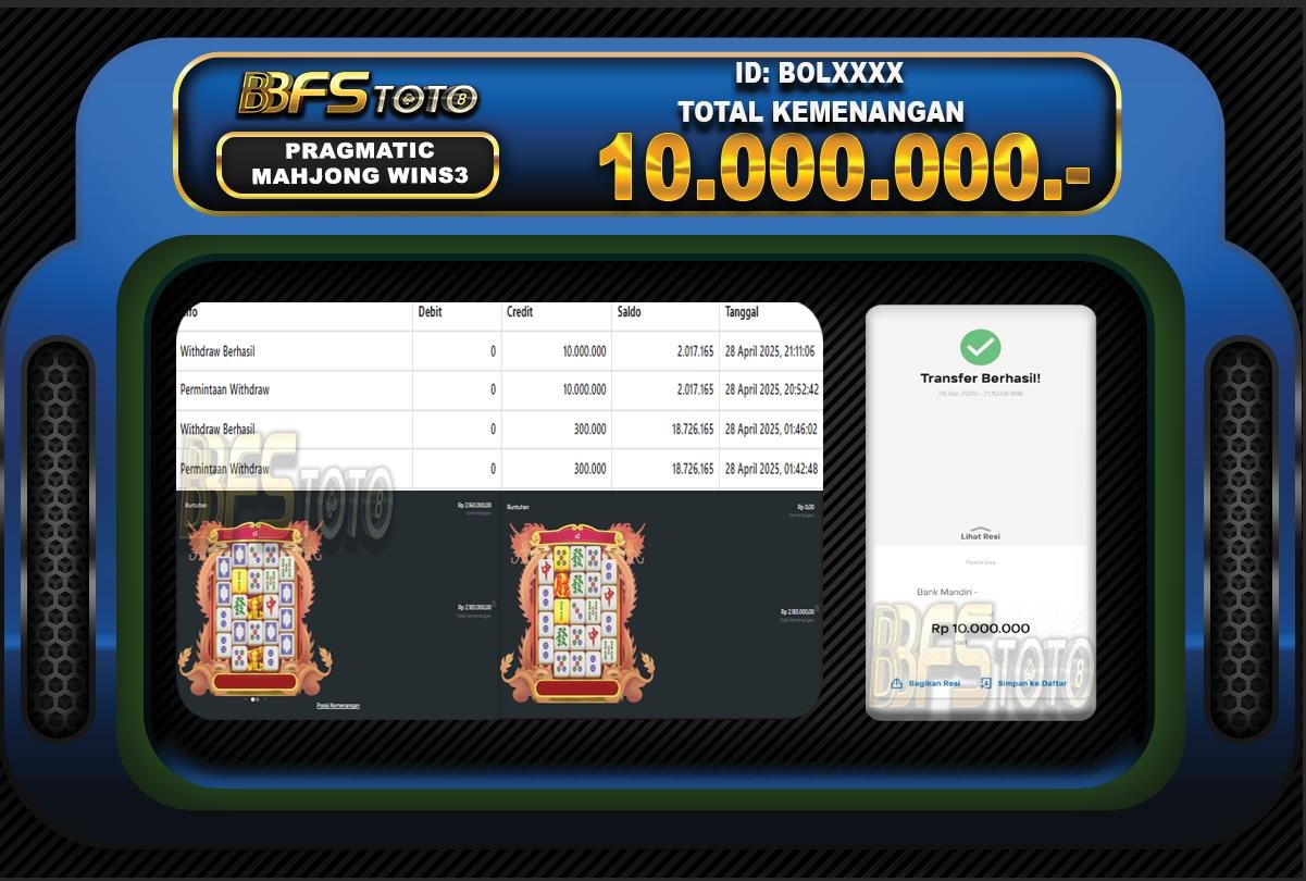 MAHJONG WINS 3 – BUKTI JACKPOT SLOT BBFSTOTO