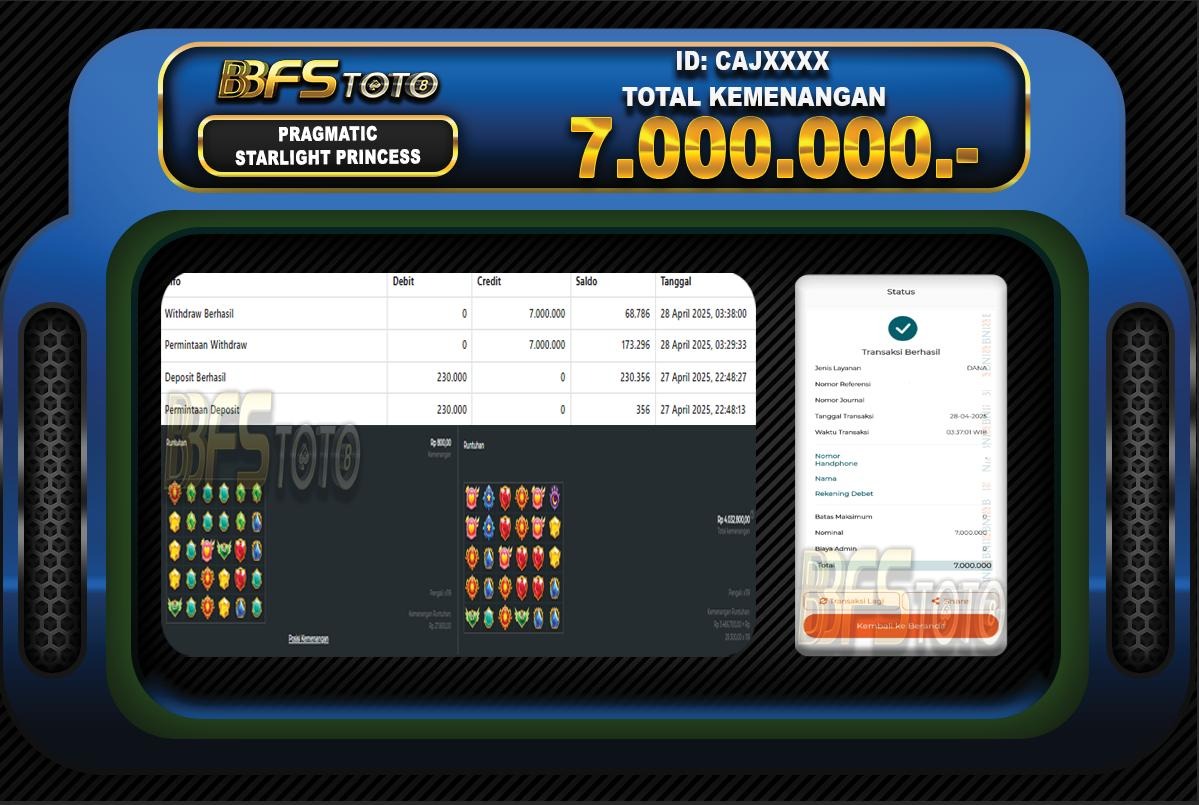 STARLIGHT PRINCESS 1000 – BUKTI JACKPOT SLOT BBFSTOTO