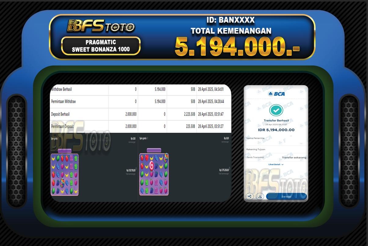 SWEET BONANZA 1000 – BUKTI JACKPOT SLOT BBFSTOTO