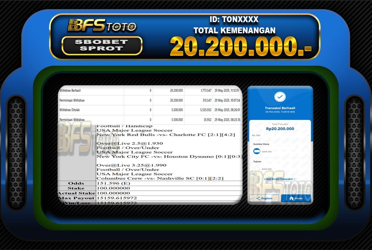 SBOBET SPORT – BUKTI JACKPOT SLOT BBFSTOTO