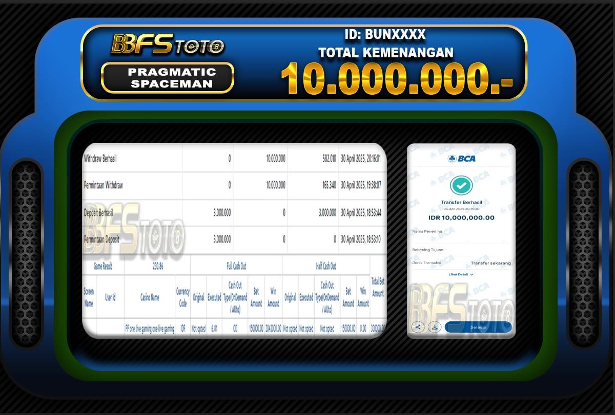 SPACEMAN – BUKTI JACKPOT BBFSTOTO