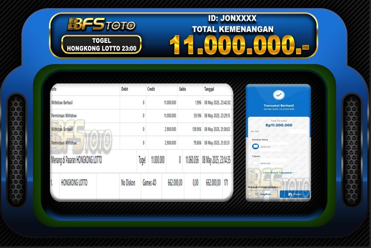 TOGEL HONGKONG LOTTO – BUKTI JACKPOT BBFSTOTO