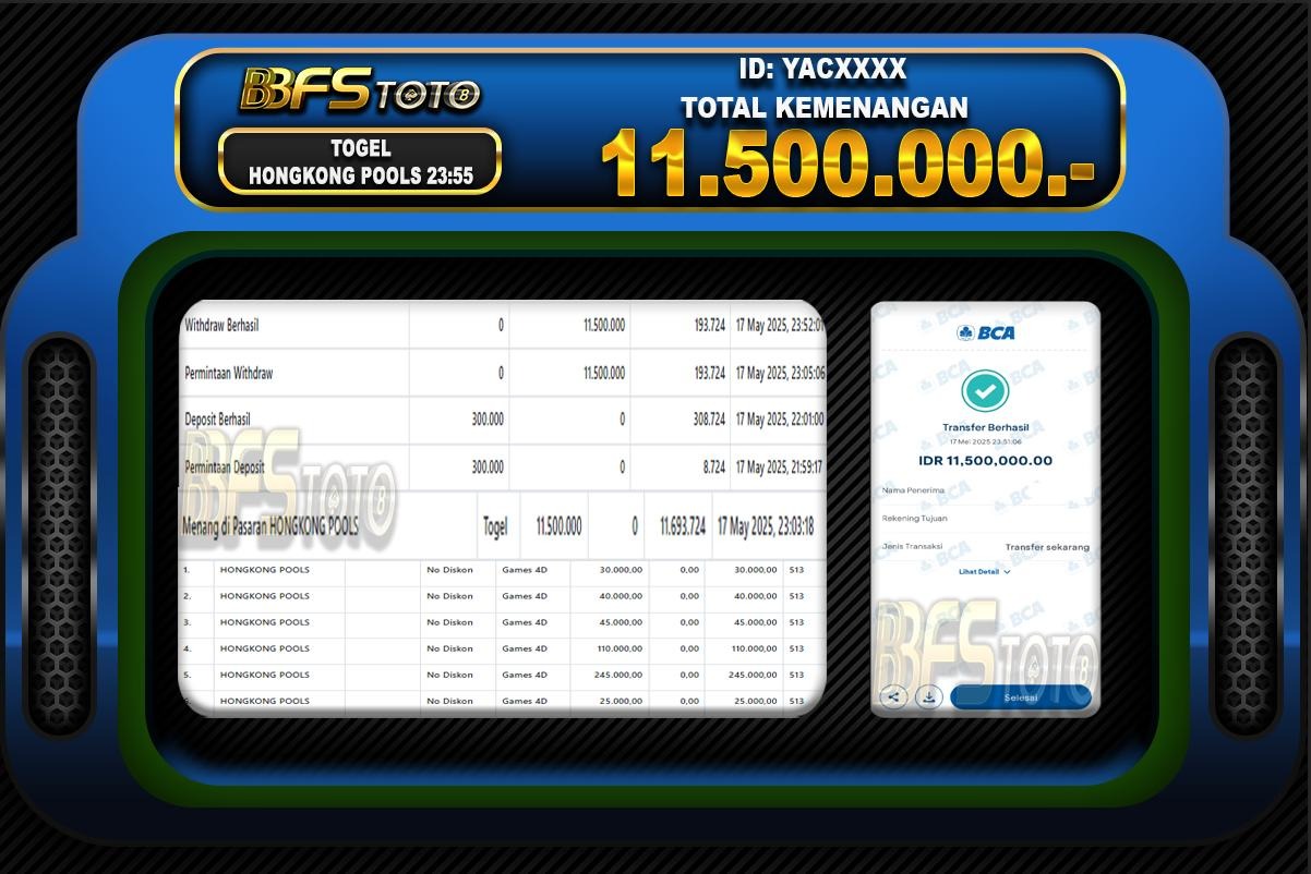 TOGEL HONGKONG POOLS – BUKTI JACKPOT BBFSTOTO