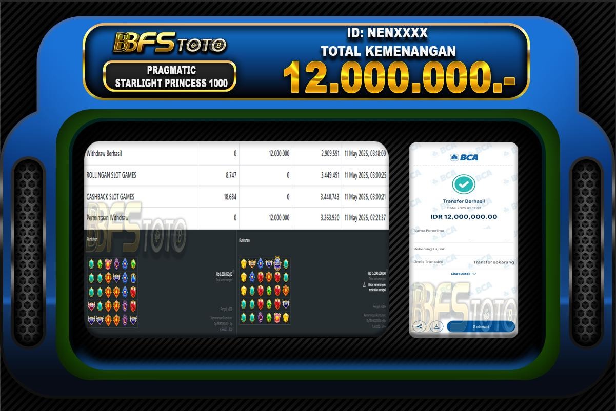 STARLIGHT PRINCESS 1000 – BUKTI JACKPOT SLOT BBFSTOTO