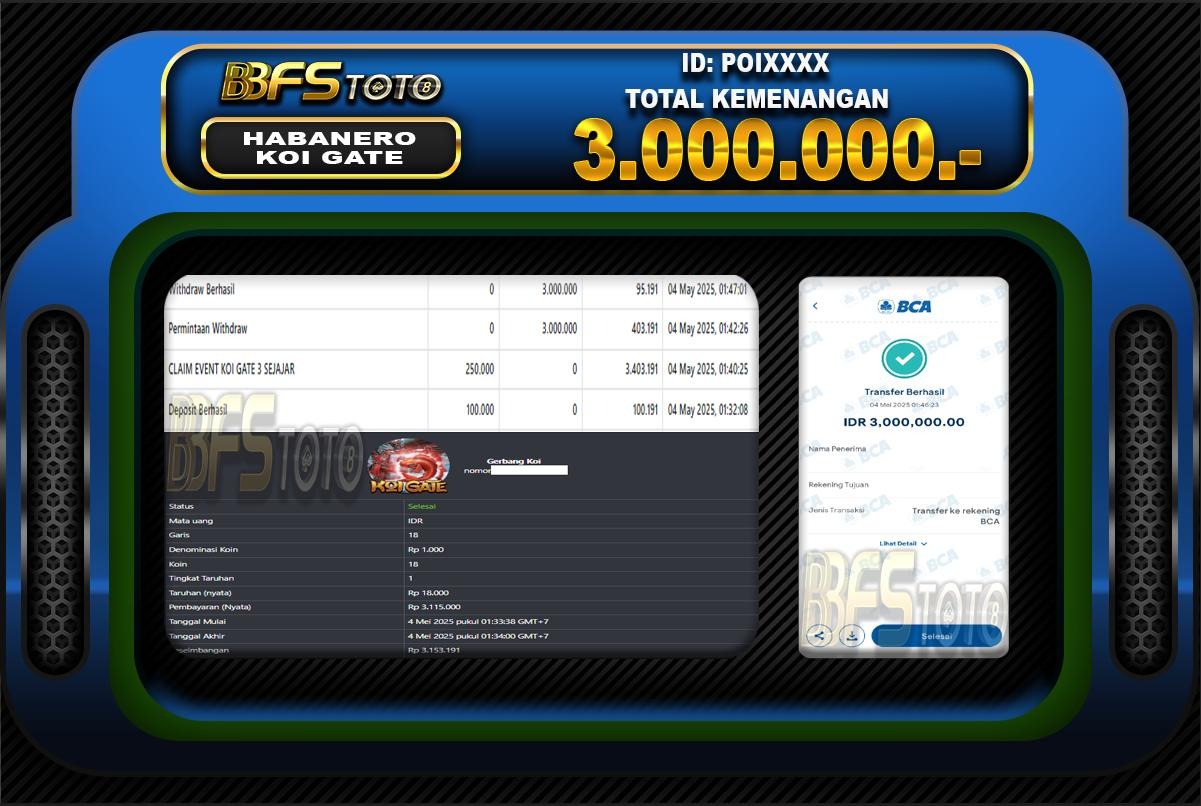 KOI GATE – BUKTI JACKPOT SLOT BBFSTOTO