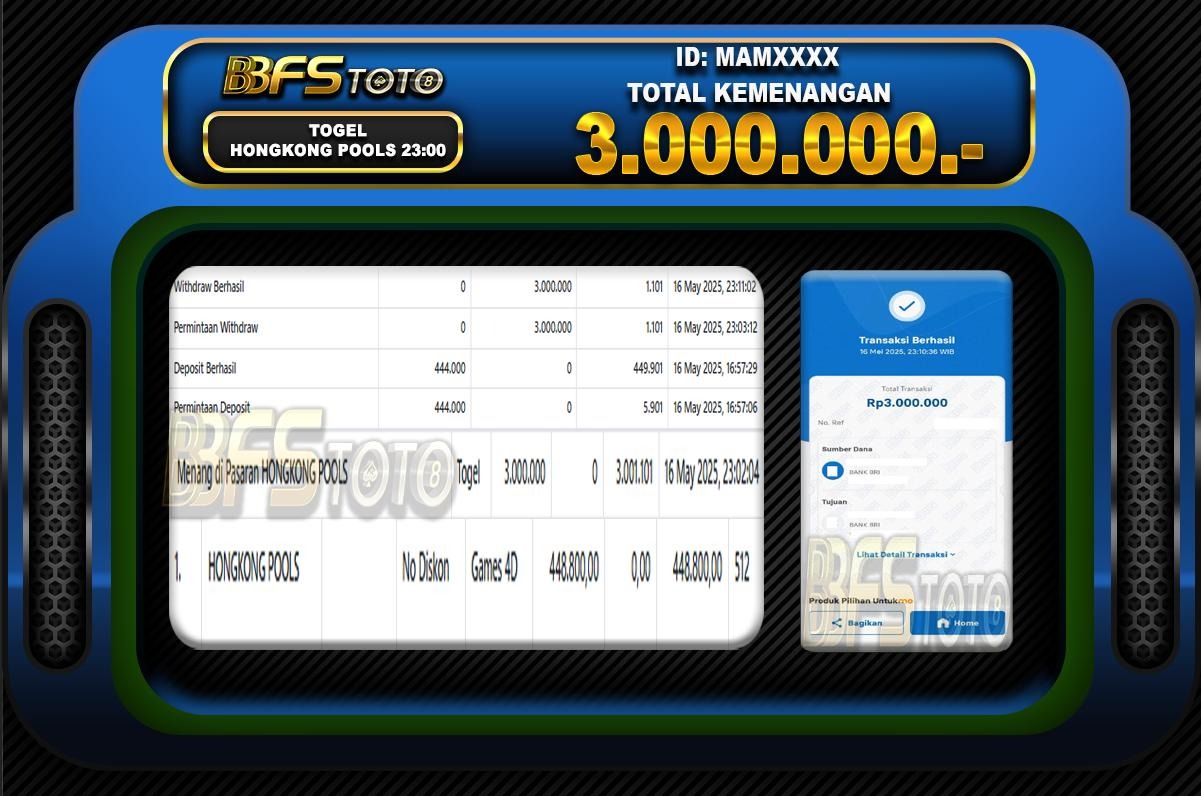TOGEL HONGKONG POOLS – BUKTI JACKPOT BBFSTOTO
