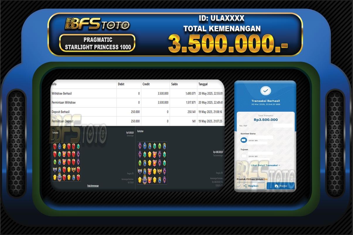 STARLIGHT PRINCESS 1000 – BUKTI JACKPOT SLOT BBFSTOTO