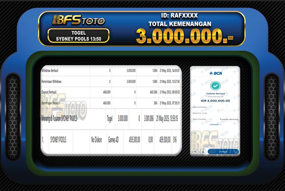 TOGEL SYDNEY POOLS  – BUKTI JACKPOT BBFSTOTO