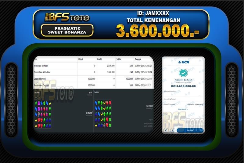 SWEET BONANZA  – BUKTI JACKPOT SLOT BBFSTOTO
