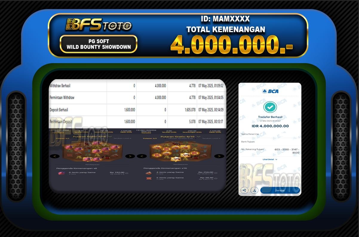 WILD BOUNTY SHOWDOWN  – BUKTI JACKPOT BBFSTOTO