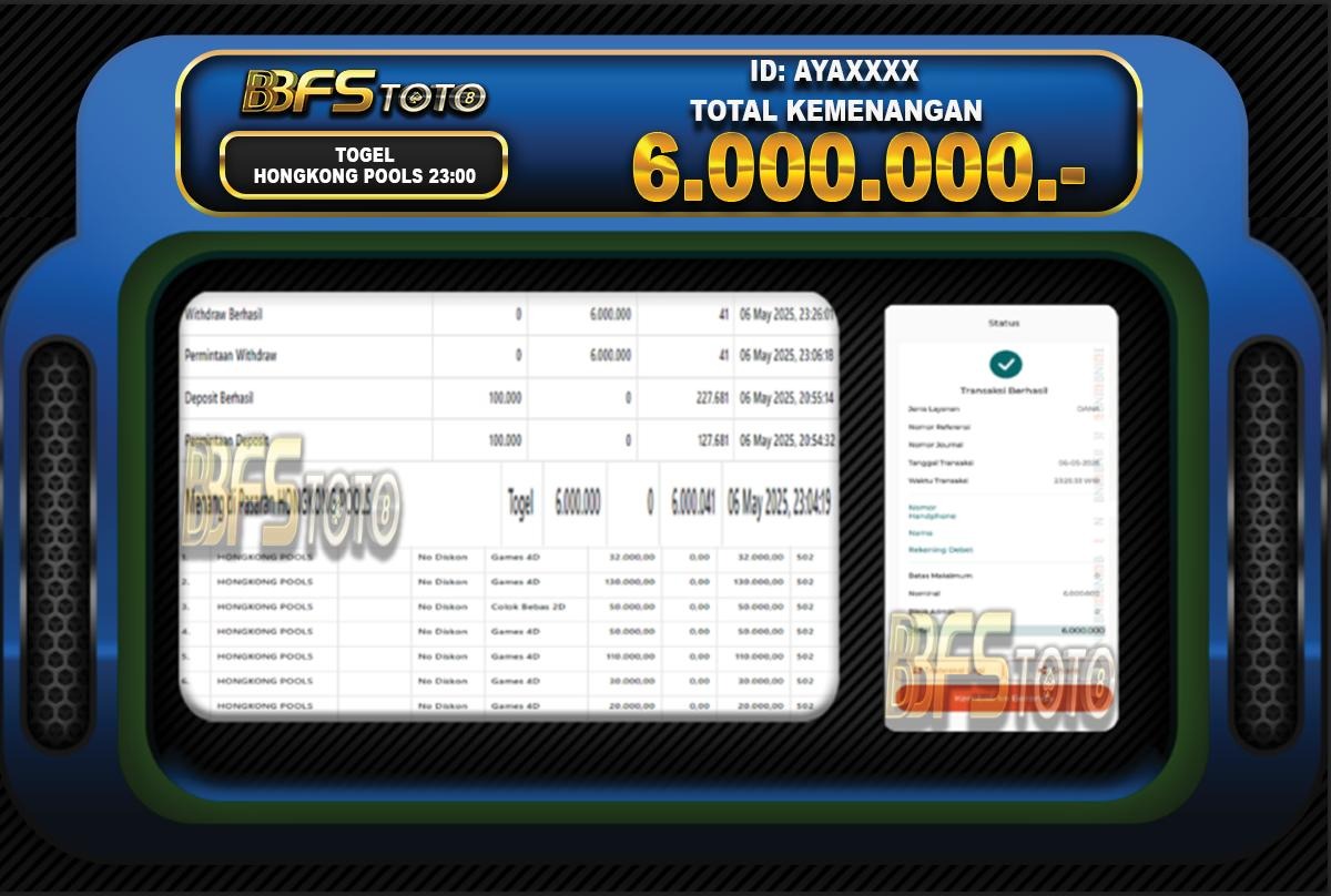 TOGEL HONGKONG POOLS – BUKTI JACKPOT BBFSTOTO