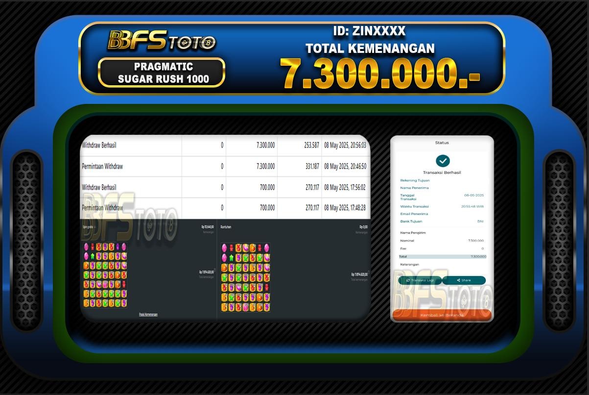 SUGAR RUSH 1000 – BUKTI JACKPOT SLOT BBFSTOTO