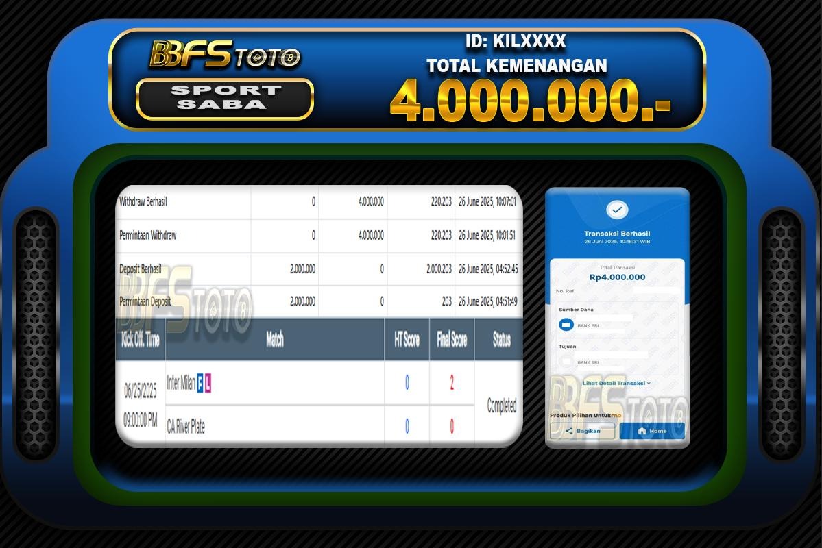 SABA SPORT – BUKTI JACKPOT SLOT BBFSTOTO