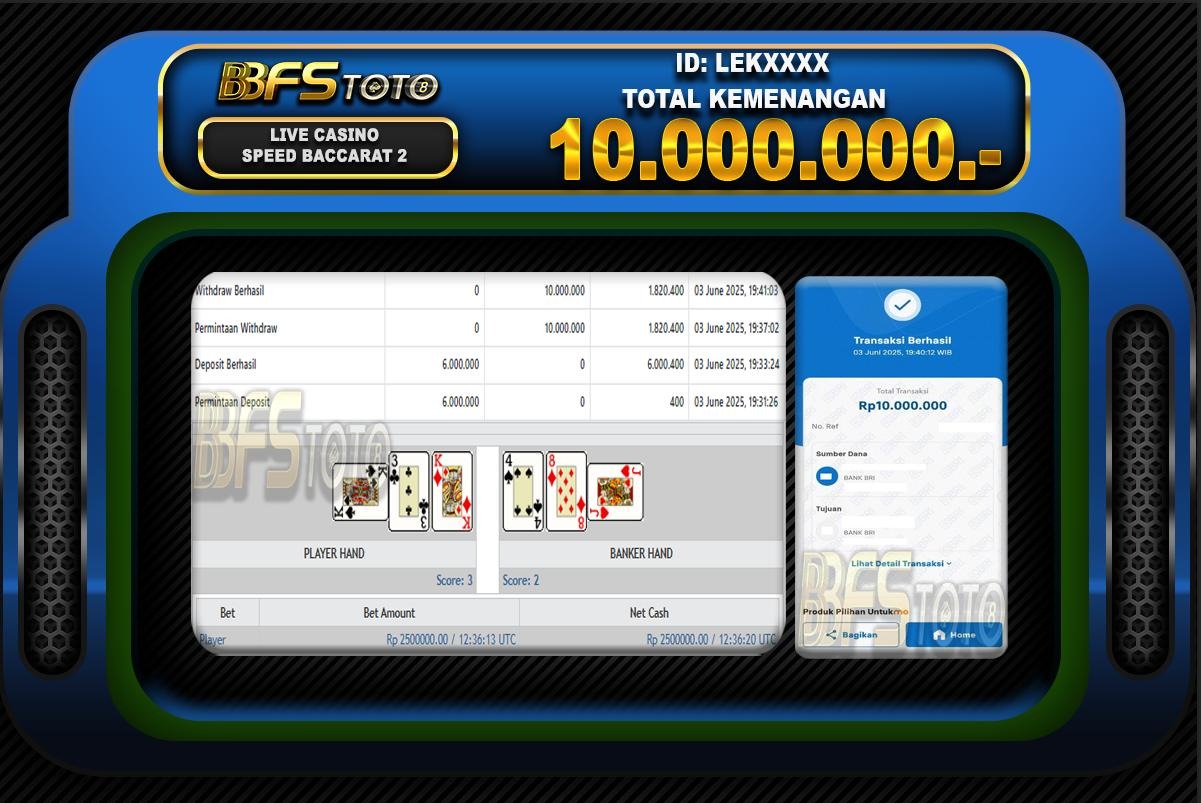 SPEED BACCARAT 6  – BUKTI JACKPOT BBFSTOTO