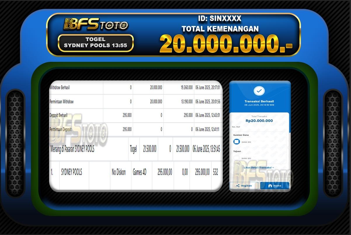 TOGEL SYDNEY POOLS  – BUKTI JACKPOT BBFSTOTO