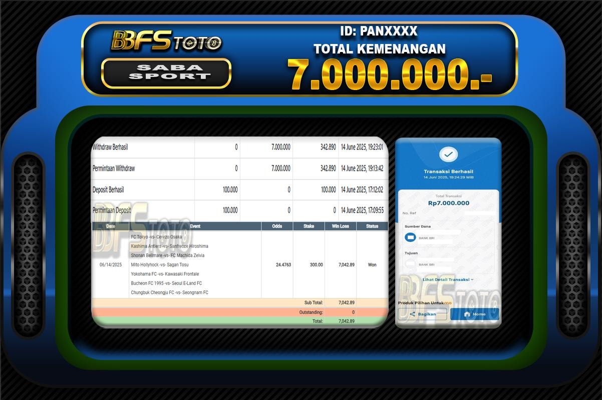 SABA SPORT – BUKTI JACKPOT SLOT BBFSTOTO