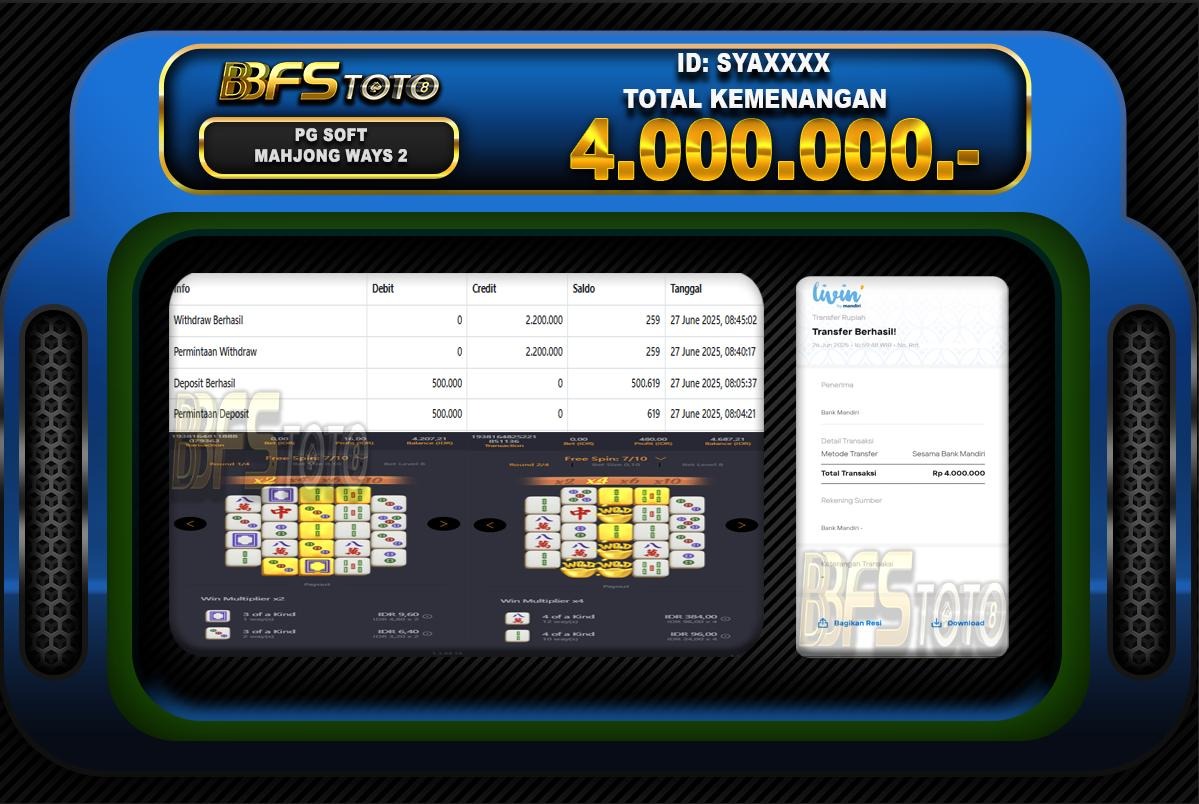 MAHJONG WAYS 2 – BUKTI JACKPOT BBFSTOTO
