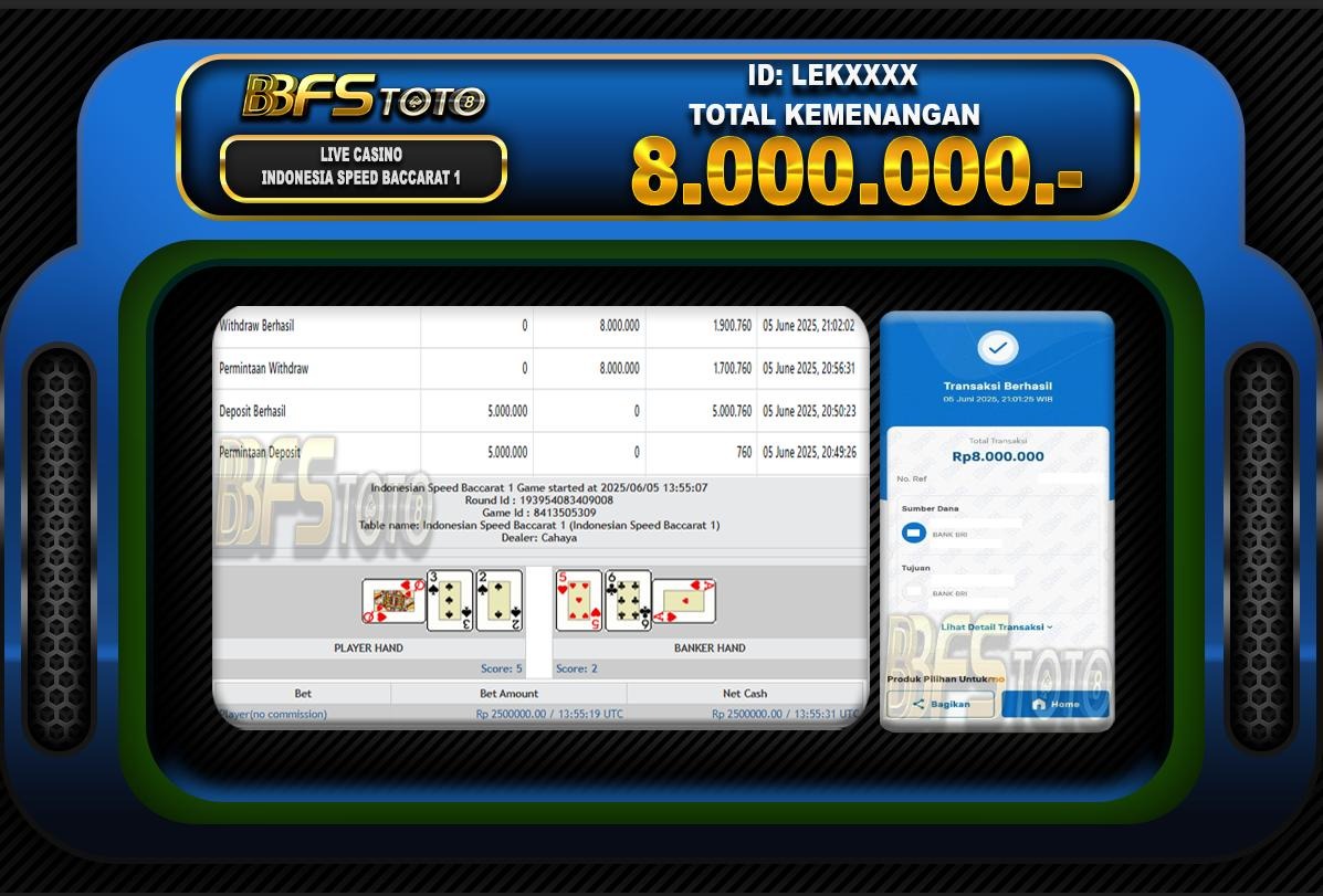 INDONESIA SPEED BACCARAT 1 – BUKTI JACKPOT LIVECASINO BBFSTOTO