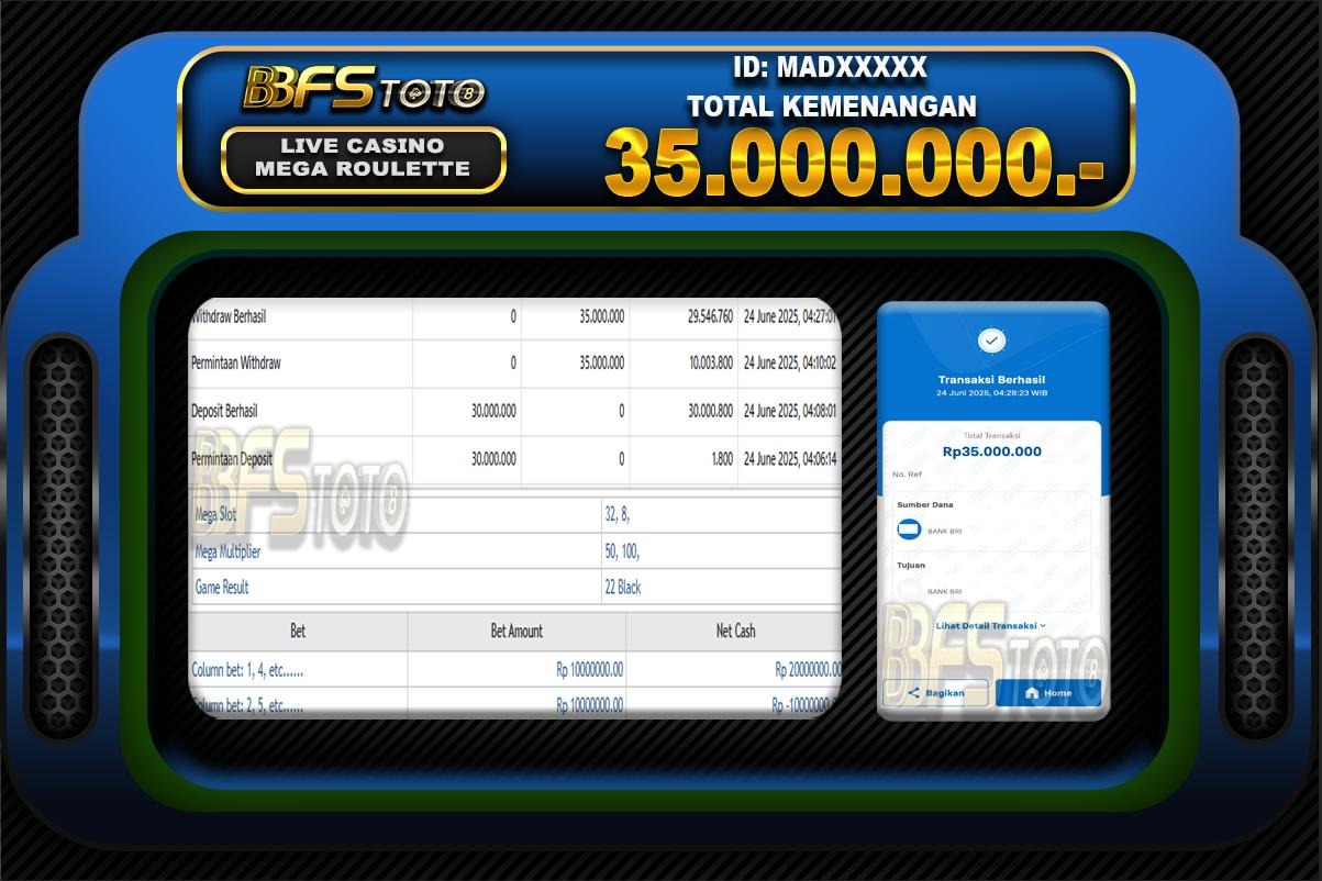 MEGA ROULETTE  – BUKTI JACKPOT BBFSTOTO