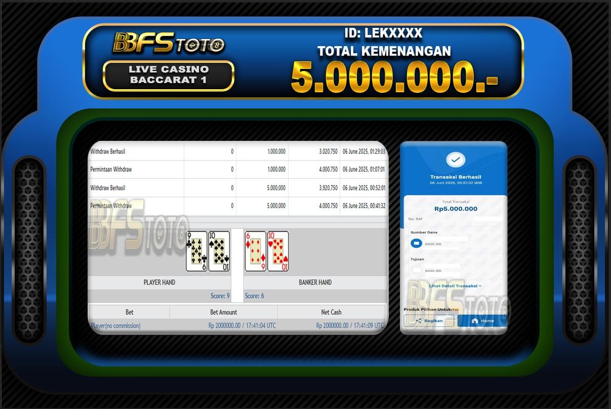 BACCARAT 1 – BUKTI JACKPOT LIVECASINO BBFSTOTO