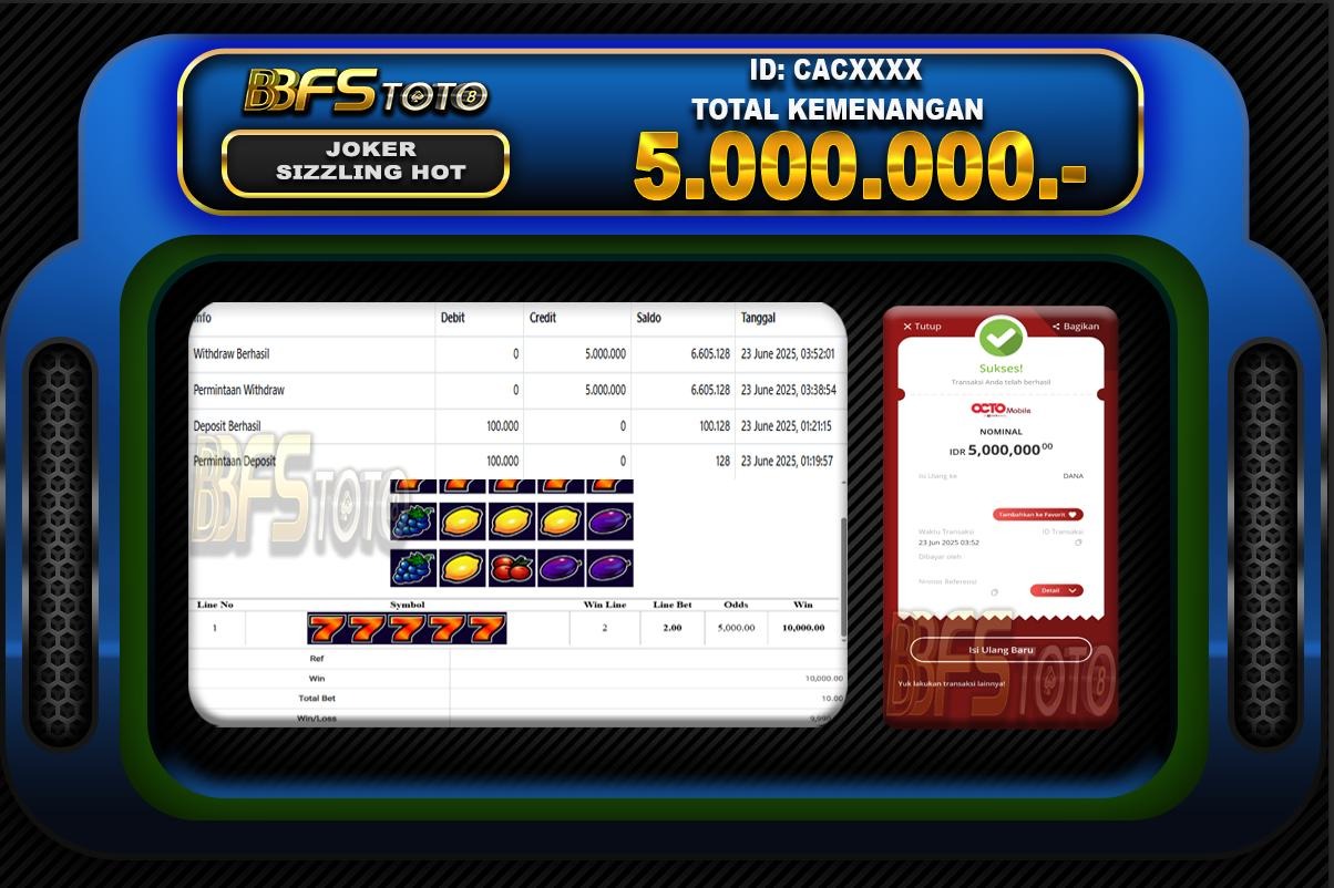 SIZZLING JOKER – BUKTI JACKPOT BBFSTOTO