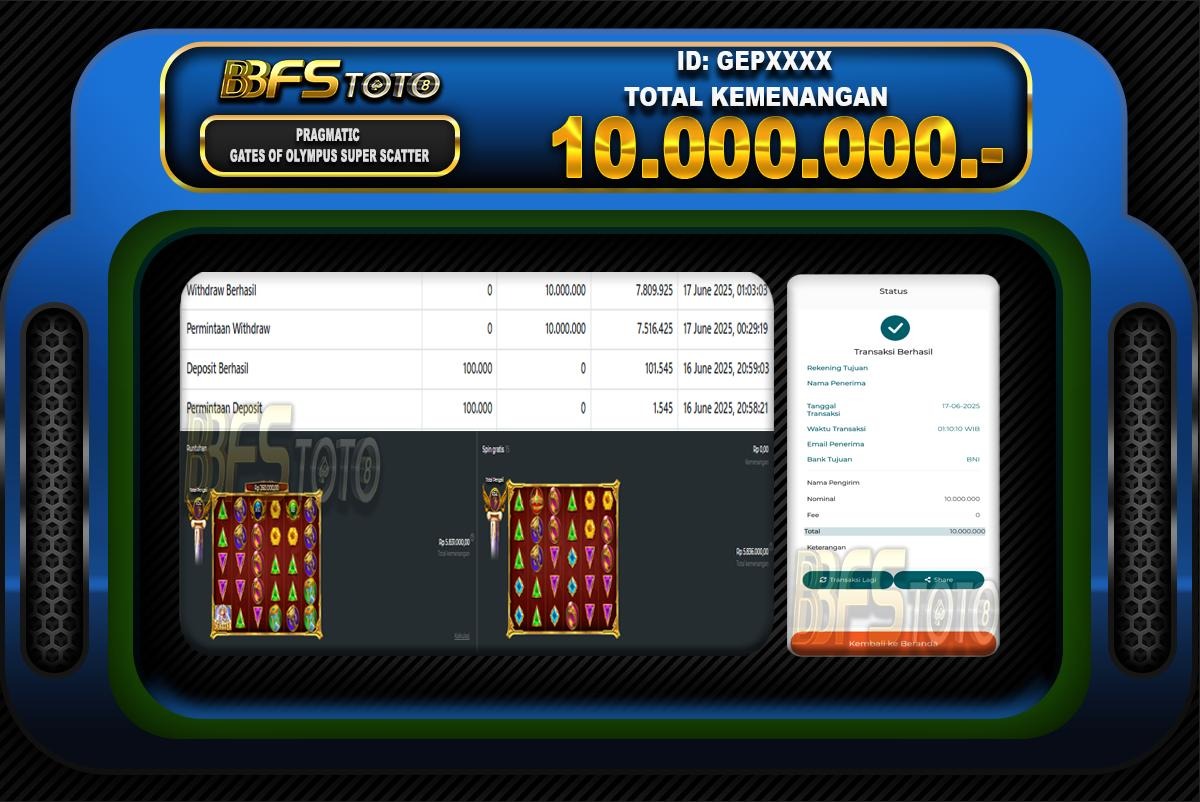 GATES OF OLYMPUS – BUKTI JACKPOT BBFSTOTO