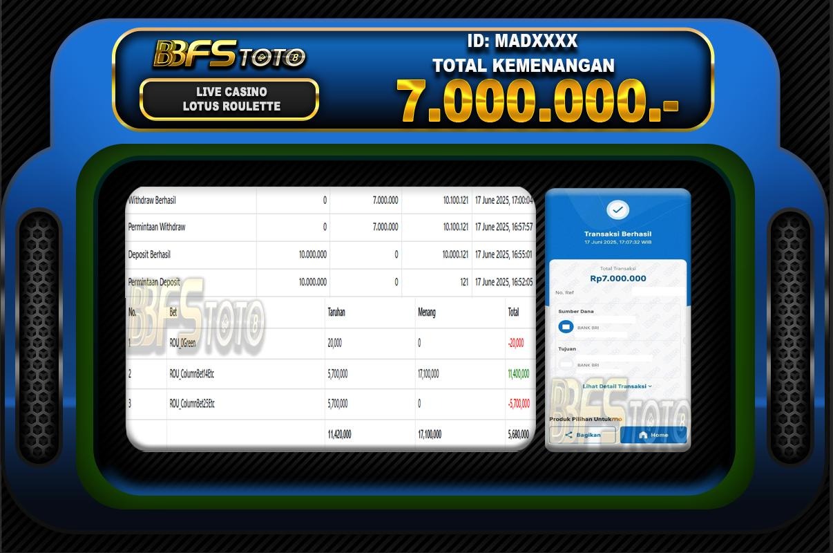 LOTUS ROULETTE – BUKTI JACKPOT LIVECASINO BBFSTOTO