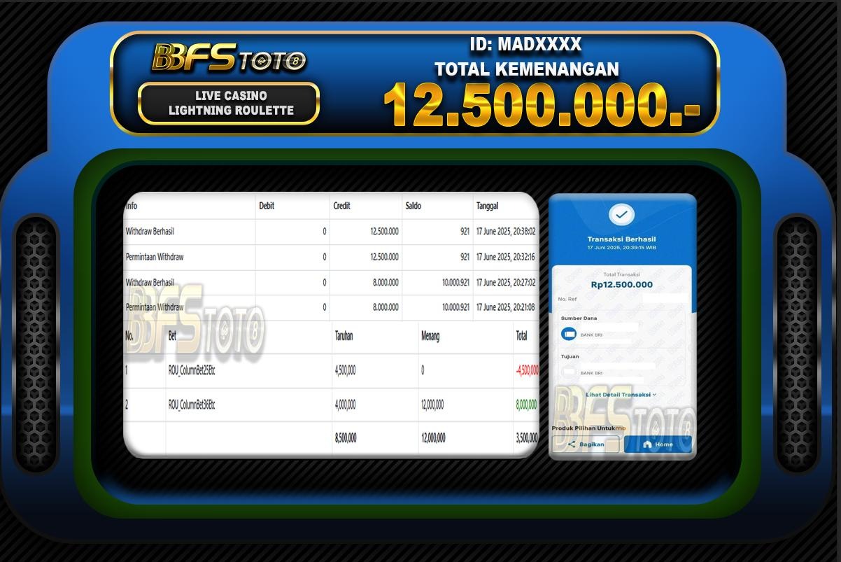 LIGHTNING ROULETTE – BUKTI JACKPOT LIVECASINO BBFSTOTO