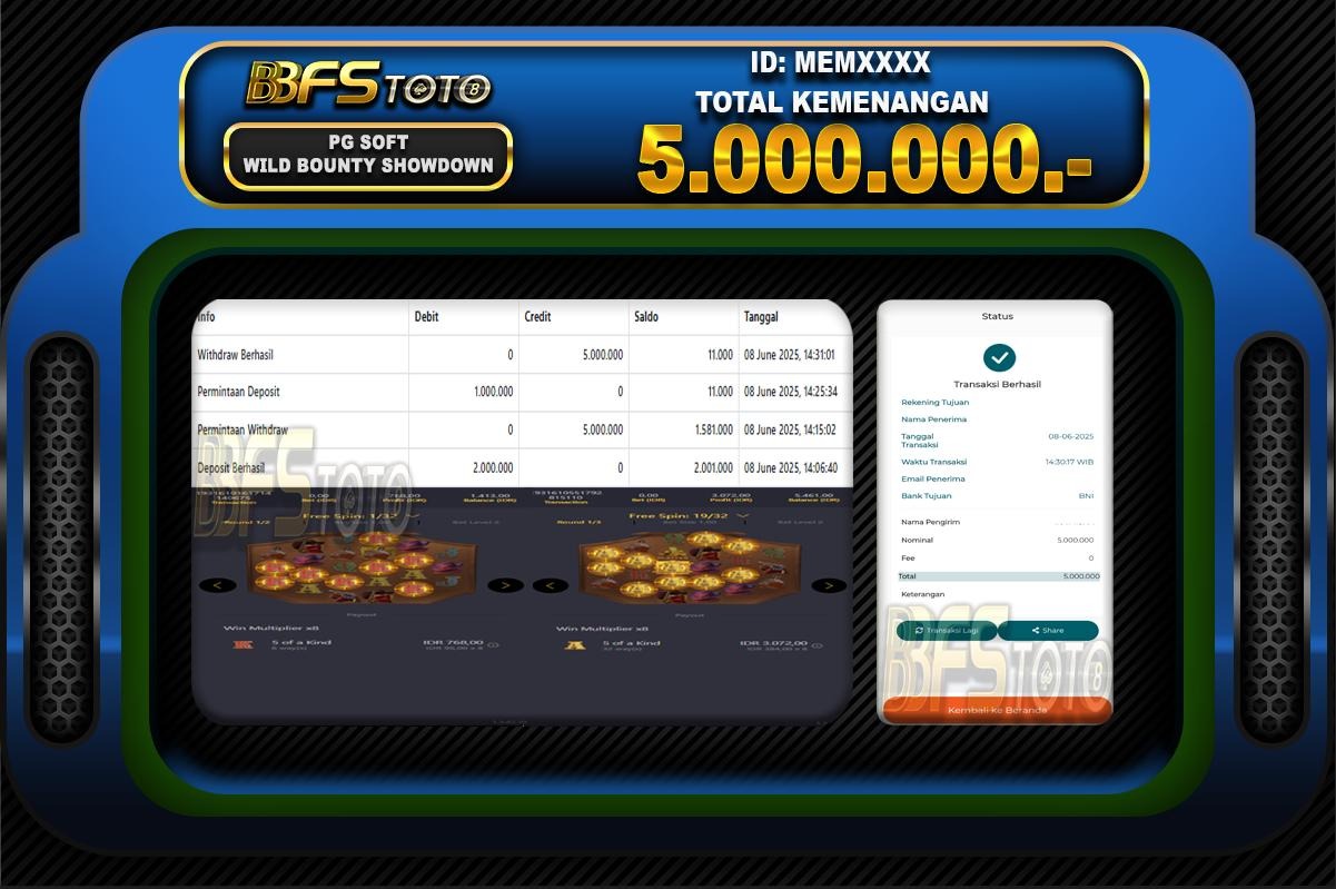 WILD BOUNTY SHOWDOWN  – BUKTI JACKPOT BBFSTOTO
