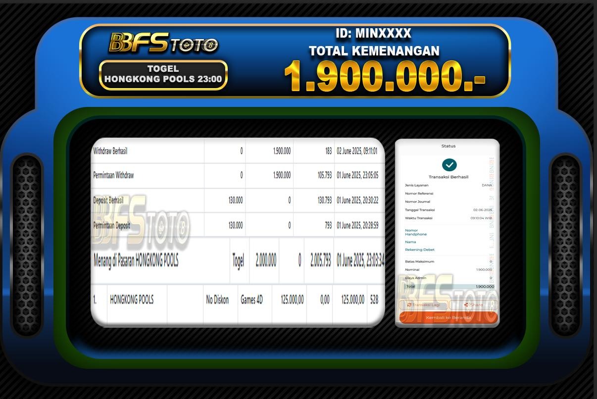 TOGEL HONGKONG POOLS – BUKTI JACKPOT BBFSTOTO