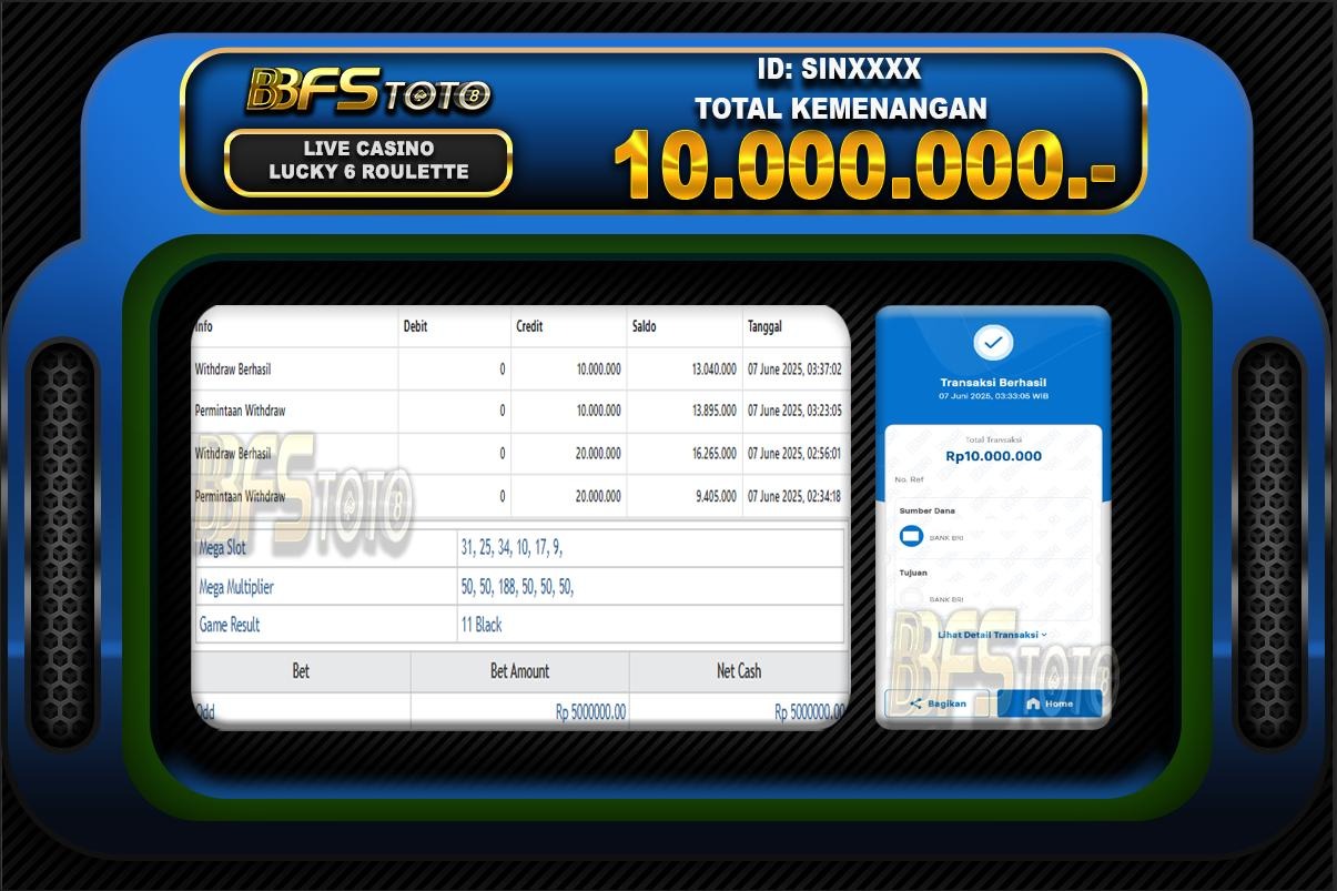 LUCKY 6 ROULETTE – BUKTI JACKPOT BBFSTOTO