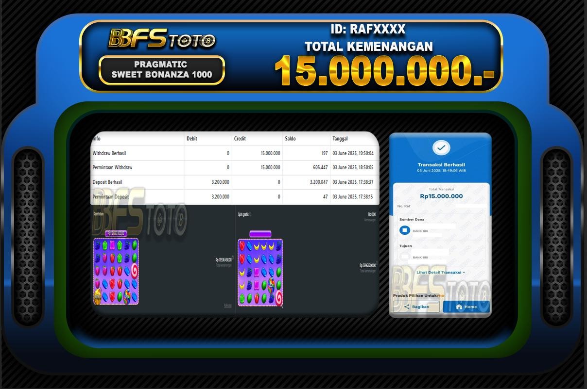 SWEET BONANZA 1000 – BUKTI JACKPOT SLOT BBFSTOTO