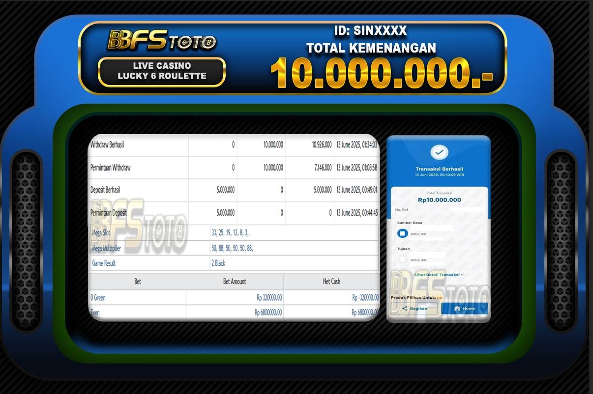 LUCKY 6 ROULETTE – BUKTI JACKPOT BBFSTOTO
