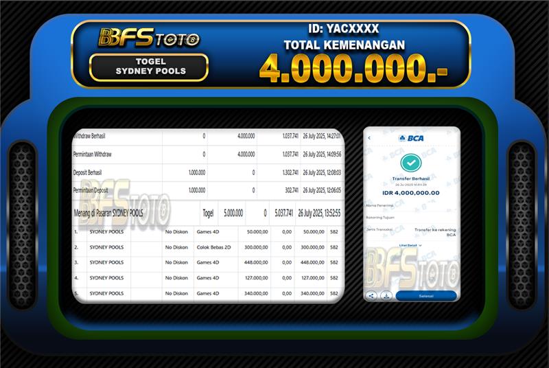 TOGEL SYDNEY POOLS – BUKTI JACKPOT BBFSTOTO