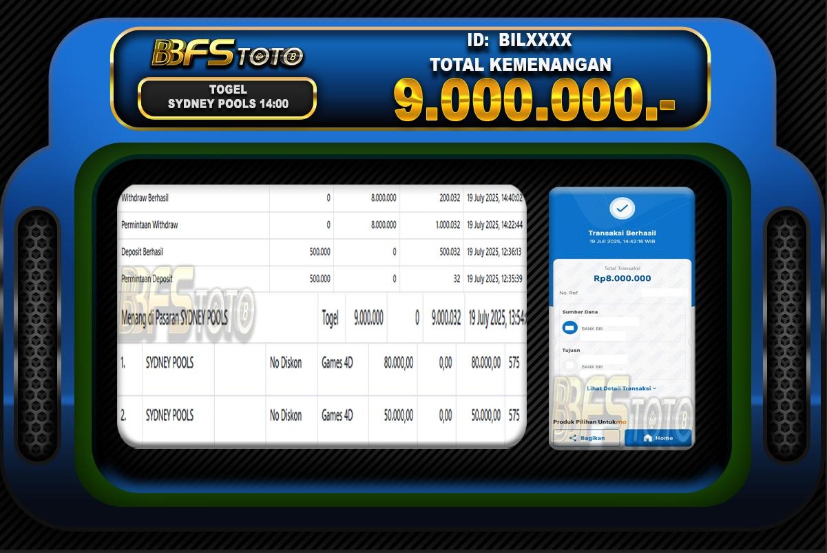 TOGEL SYDNEY POOLS – BUKTI JACKPOT BBFSTOTO