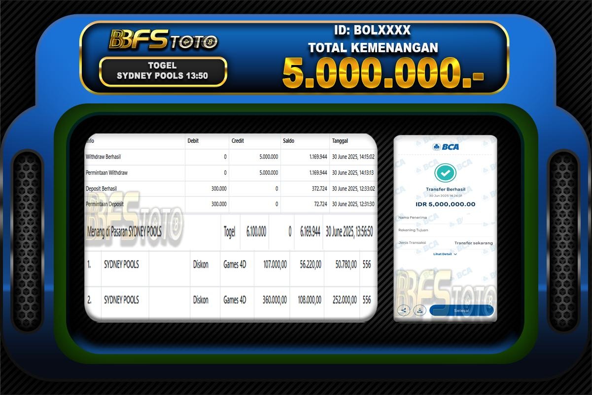 TOGEL SYDNEY POOLS – BUKTI JACKPOT BBFSTOTO