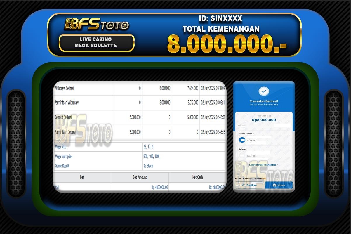 MEGA ROULETTE  – BUKTI JACKPOT BBFSTOTO