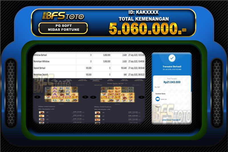 MIDAS FORTUNE – BUKTI JACKPOT BBFSTOTO