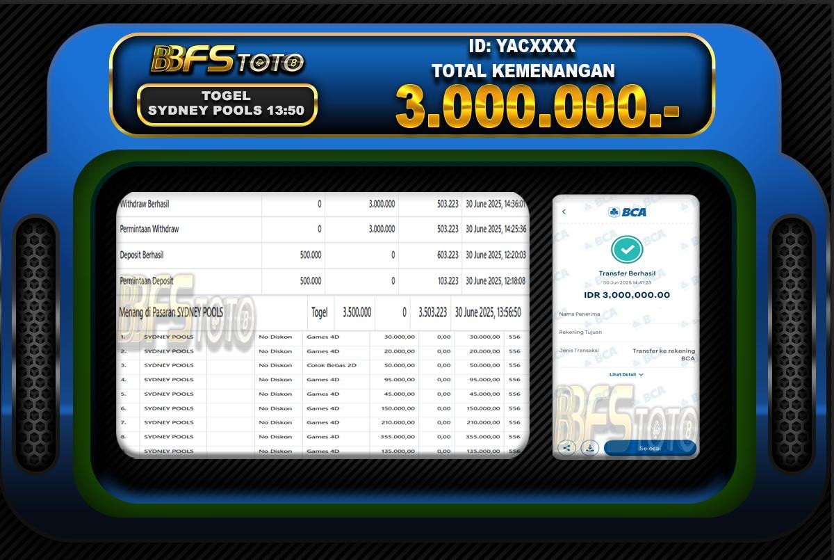 TOGEL SYDNEY POOLS – BUKTI JACKPOT BBFSTOTO