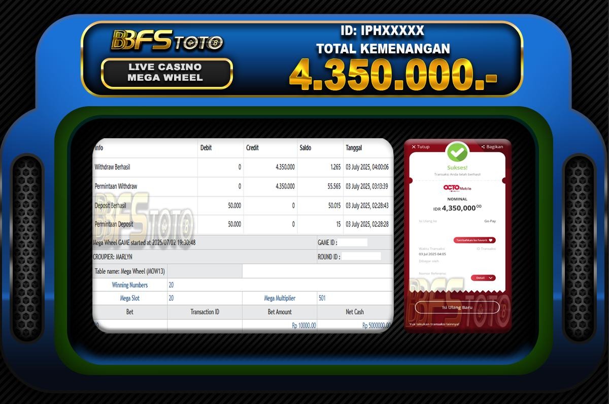 MEGA WHEEL – BUKTI JACKPOT SLOT BBFSTOTO