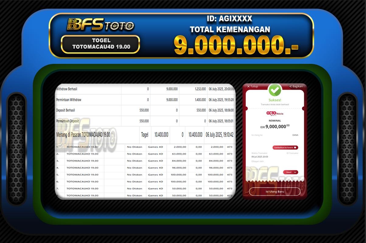 TOGEL TOTOMACAU4D 19.00 – BUKTI JACKPOT BBFSTOTO