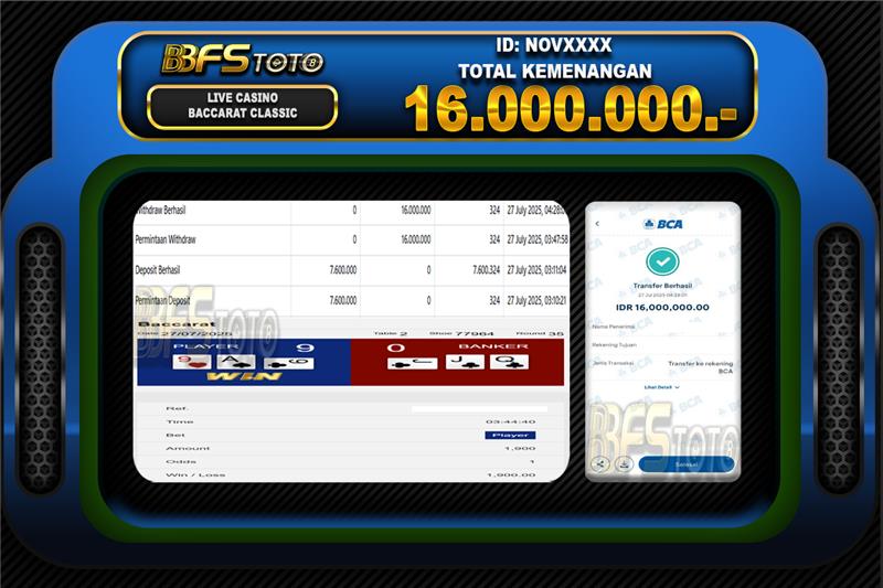 BACCARAT CLASSIC – BUKTI JACKPOT SLOT BBFSTOTO