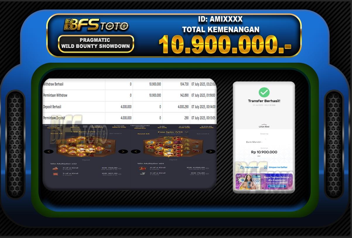WILD BOUNTY SHOWDOWN  – BUKTI JACKPOT BBFSTOTO