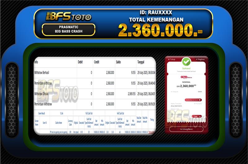 BIG BASS CRASH – BUKTI JACKPOT BBFSTOTO