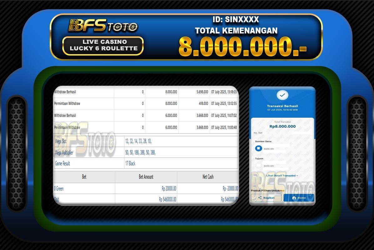LUCKY 6 ROULETTE – BUKTI JACKPOT BBFSTOTO