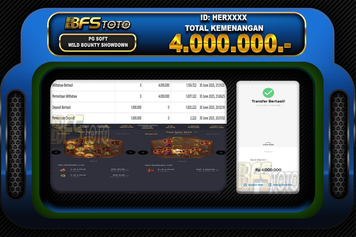 WILD BOUNTY SHOWDOWN  – BUKTI JACKPOT BBFSTOTO