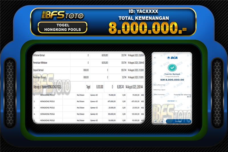 TOGEL HONGKONG POOLS – BUKTI JACKPOT BBFSTOTO