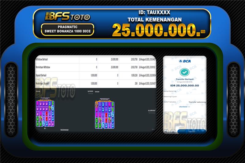 SWEET BONANZA 1000 DICE  – BUKTI JACKPOT SLOT BBFSTOTO